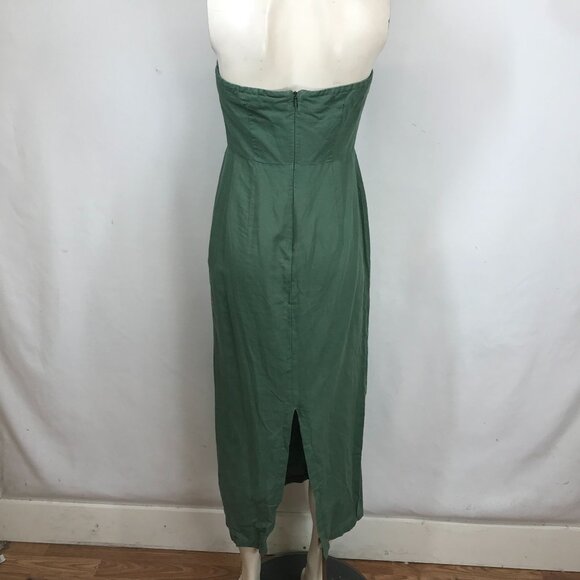ZARA- WOMEN'S MEDIUM - GREEN STRAPLESS SLIT IN BACK SUMMER MIDI DRESS - Picture 5 of 7